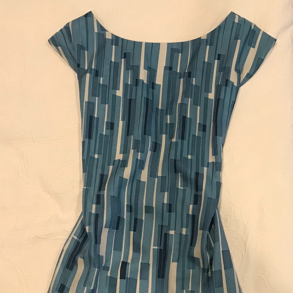 Loeffler Randall Blue Print Shift Dress Size 6